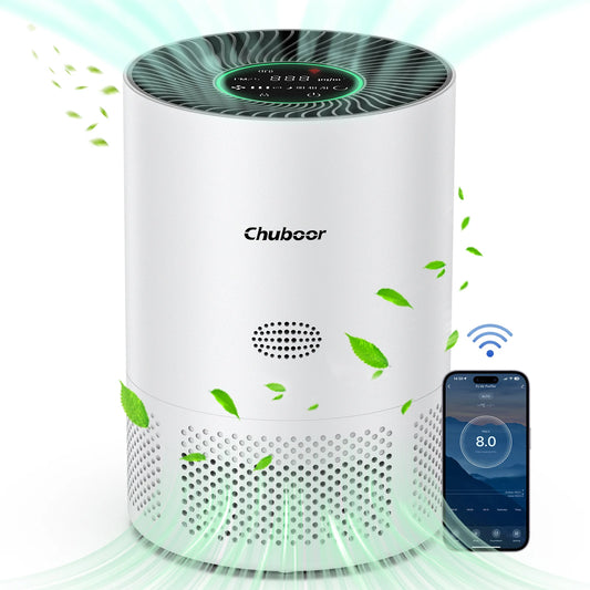 Chuboor Air Purifiers for Home H13 True HEPA for Bedroom Room kitchen washroom for Smoke and Dust Pollen Odors PM2.5 Detection 185m ³/h CADR supports Tuya app for 30-40 square meters of Clean Purifier Effectively improve air