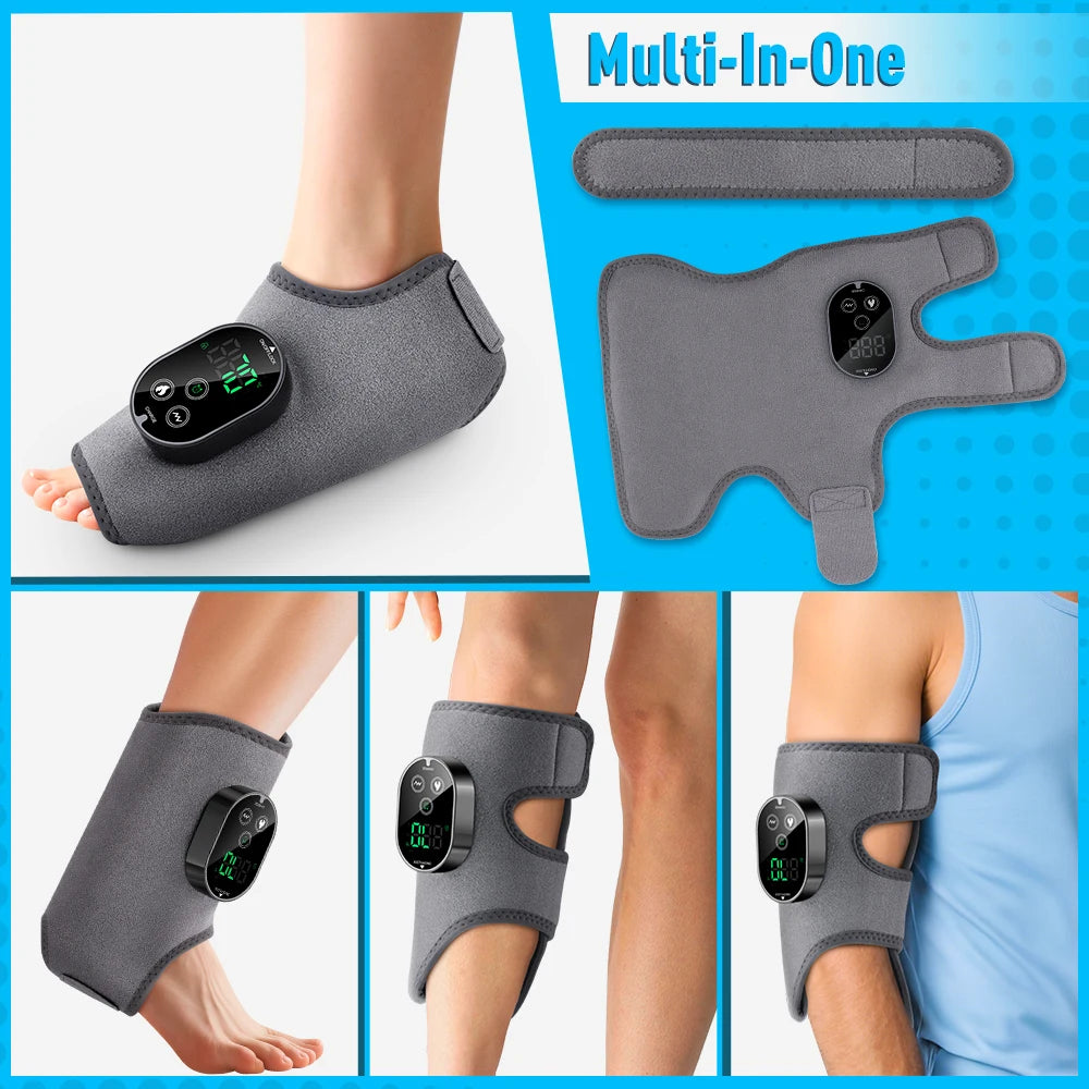 Electric Foot Ankle Massager 6 Levels Heating 3 Levels Vibration Massage Ankle Brace Rechargeable Feet Ankle Support Belt