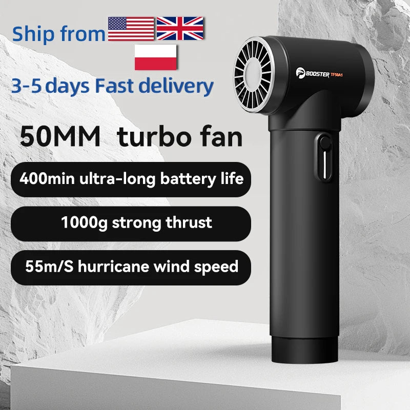 BOOSTER Turbo Dryer Blower for Car 4 Speeds 170 ft/s Wind Speed Car Dryer Air Blower 600W&50mm Large Diameter Ducted Brushless